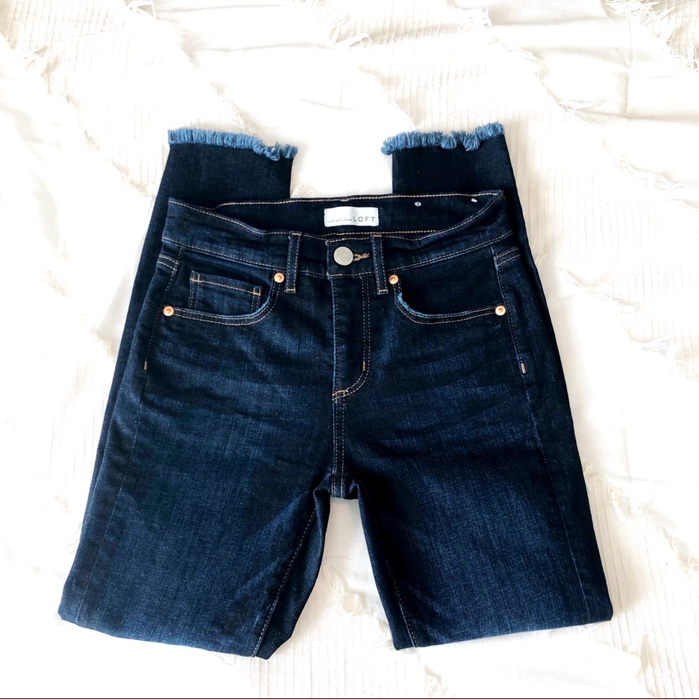 NWOT LOFT Slim Pocket Modern Skinny Jeans Dark Indigo